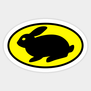 black print rabbit yellow Sticker